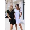 imageLONGYUAN Womens Casual Dresses 2025 Summer Short Sleeve Dress Hide Belly Loose Fit Sundress with Pockets S3XLBlack