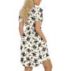 imageLONGYUAN Womens Casual Dresses 2025 Summer Short Sleeve Dress Hide Belly Loose Fit Sundress with Pockets S3XLBlack Flower White
