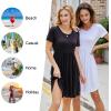 imageLONGYUAN Womens Casual Dresses 2025 Summer Short Sleeve Dress Hide Belly Loose Fit Sundress with Pockets S3XLBlack Flower White