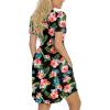 imageLONGYUAN Womens Casual Dresses 2025 Summer Short Sleeve Dress Hide Belly Loose Fit Sundress with Pockets S3XLBlackhibiscus