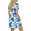 imageLONGYUAN Womens Casual Dresses 2025 Summer Short Sleeve Dress Hide Belly Loose Fit Sundress with Pockets S3XLBlue Tiedye