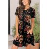 imageLONGYUAN Womens Casual Dresses 2025 Summer Short Sleeve Dress Hide Belly Loose Fit Sundress with Pockets S3XLBrown Floral Black