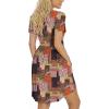 imageLONGYUAN Womens Casual Dresses 2025 Summer Short Sleeve Dress Hide Belly Loose Fit Sundress with Pockets S3XLColor Block Mixing