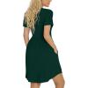 imageLONGYUAN Womens Casual Dresses 2025 Summer Short Sleeve Dress Hide Belly Loose Fit Sundress with Pockets S3XLDark Green