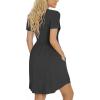 imageLONGYUAN Womens Casual Dresses 2025 Summer Short Sleeve Dress Hide Belly Loose Fit Sundress with Pockets S3XLDark Grey