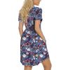 imageLONGYUAN Womens Casual Dresses 2025 Summer Short Sleeve Dress Hide Belly Loose Fit Sundress with Pockets S3XLMixed Blue Redflower