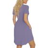 imageLONGYUAN Womens Casual Dresses 2025 Summer Short Sleeve Dress Hide Belly Loose Fit Sundress with Pockets S3XLPurple Gray