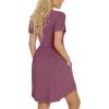 imageLONGYUAN Womens Casual Dresses 2025 Summer Short Sleeve Dress Hide Belly Loose Fit Sundress with Pockets S3XLPurple Red