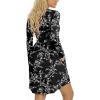 imageLONGYUAN Womens Long Sleeve Dresses Casual Loose Fit Swing Dress Hide Belly with Pockets1black Carving