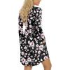 imageLONGYUAN Womens Long Sleeve Dresses Casual Loose Fit Swing Dress Hide Belly with Pockets1blackpink Floret
