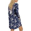 imageLONGYUAN Womens Long Sleeve Dresses Casual Loose Fit Swing Dress Hide Belly with Pockets1white Floret
