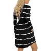 imageLONGYUAN Womens Long Sleeve Dresses Casual Loose Fit Swing Dress Hide Belly with PocketsBlack Stripe