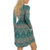 imageLONGYUAN Womens Long Sleeve Dresses Casual Loose Fit Swing Dress Hide Belly with PocketsBluekhaki