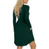 imageLONGYUAN Womens Long Sleeve Dresses Casual Loose Fit Swing Dress Hide Belly with PocketsDark Green