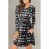 imageLONGYUAN Womens Long Sleeve Dresses Casual Loose Fit Swing Dress Hide Belly with PocketsDeco With Christmas