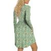 imageLONGYUAN Womens Long Sleeve Dresses Casual Loose Fit Swing Dress Hide Belly with PocketsGreen Flowers