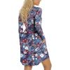 imageLONGYUAN Womens Long Sleeve Dresses Casual Loose Fit Swing Dress Hide Belly with PocketsMixed Blue Redflower