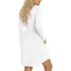 imageLONGYUAN Womens Long Sleeve Dresses Casual Loose Fit Swing Dress Hide Belly with PocketsWhite