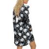 imageLONGYUAN Womens Long Sleeve Dresses Casual Loose Fit Swing Dress Hide Belly with PocketsWhite Lily