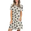 imageLONGYUAN Womens Casual Dresses 2025 Summer Short Sleeve Dress Hide Belly Loose Fit Sundress with Pockets S3XLBlack Flower White