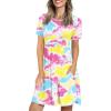 imageLONGYUAN Womens Casual Dresses 2025 Summer Short Sleeve Dress Hide Belly Loose Fit Sundress with Pockets S3XLFl Light Yellow