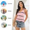 imageLONGYUAN Womens Summer Tank Tops V Neck Sleeveless Shirts S3XLBean Red Stripe