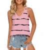 imageLONGYUAN Womens Summer Tank Tops V Neck Sleeveless Shirts S3XLBean Red Stripe