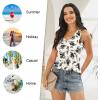 imageLONGYUAN Womens Summer Tank Tops V Neck Sleeveless Shirts S3XLBlack Flower White