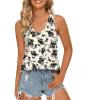 imageLONGYUAN Womens Summer Tank Tops V Neck Sleeveless Shirts S3XLBlack Flower White