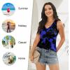 imageLONGYUAN Womens Summer Tank Tops V Neck Sleeveless Shirts S3XLBlue Flower