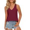 imageLONGYUAN Womens Summer Tank Tops V Neck Sleeveless Shirts S3XLBurgundy