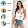 imageLONGYUAN Womens Summer Tank Tops V Neck Sleeveless Shirts S3XLFloral White