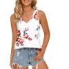imageLONGYUAN Womens Summer Tank Tops V Neck Sleeveless Shirts S3XLFloral White