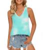 imageLONGYUAN Womens Summer Tank Tops V Neck Sleeveless Shirts S3XLLight Blue Tiedye