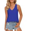 imageLONGYUAN Womens Summer Tank Tops V Neck Sleeveless Shirts S3XLRoyal Blue