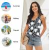 imageLONGYUAN Womens Summer Tank Tops V Neck Sleeveless Shirts S3XLWhite Lily