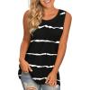 imageLONGYUAN Womens Tank Tops 2025 Casual Tunics Loose Sleeveless Summer Tops Basic Ladies Tee Shirts M3XLBlackstripe