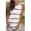 imageLONGYUAN Womens Tank Tops 2025 Casual Tunics Loose Sleeveless Summer Tops Basic Ladies Tee Shirts M3XLWhitestripe