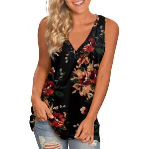 imageLONGYUAN Womens Summer Tank Tops V Neck Sleeveless Shirts S3XLFl Brown Black