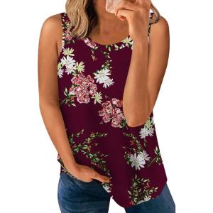 imageLONGYUAN Womens Tank Tops 2025 Casual Tunics Loose Sleeveless Summer Tops Basic Ladies Tee Shirts M3XLFl Wine Red