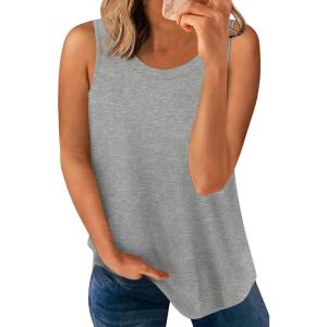imageLONGYUAN Womens Tank Tops 2025 Casual Tunics Loose Sleeveless Summer Tops Basic Ladies Tee Shirts M3XLLight Gray