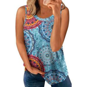 imageLONGYUAN Womens Tank Tops 2025 Casual Tunics Loose Sleeveless Summer Tops Basic Ladies Tee Shirts M3XLMix Blue