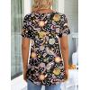 imageLONGYUAN Womens Tunic Tops 2025 Short Sleeve Shirts Summer Casual Tee Comfy Blouses S4XLBlackcolorful Flower