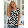 imageLONGYUAN Womens Tunic Tops 2025 Short Sleeve Shirts Summer Casual Tee Comfy Blouses S4XLBlacklittle Daisy
