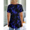 imageLONGYUAN Womens Tunic Tops 2025 Short Sleeve Shirts Summer Casual Tee Comfy Blouses S4XLBlue Flowers