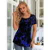 imageLONGYUAN Womens Tunic Tops 2025 Short Sleeve Shirts Summer Casual Tee Comfy Blouses S4XLBlue Flowers