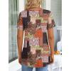 imageLONGYUAN Womens Tunic Tops 2025 Short Sleeve Shirts Summer Casual Tee Comfy Blouses S4XLColor Block Mixing