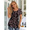 imageLONGYUAN Womens Tunic Tops 2025 Short Sleeve Shirts Summer Casual Tee Comfy Blouses S4XLFl Gypsophila Black