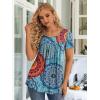 imageLONGYUAN Womens Tunic Tops 2025 Short Sleeve Shirts Summer Casual Tee Comfy Blouses S4XLFl Mix Blue