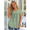 imageLONGYUAN Womens Tunic Tops 2025 Short Sleeve Shirts Summer Casual Tee Comfy Blouses S4XLGreen Flowers